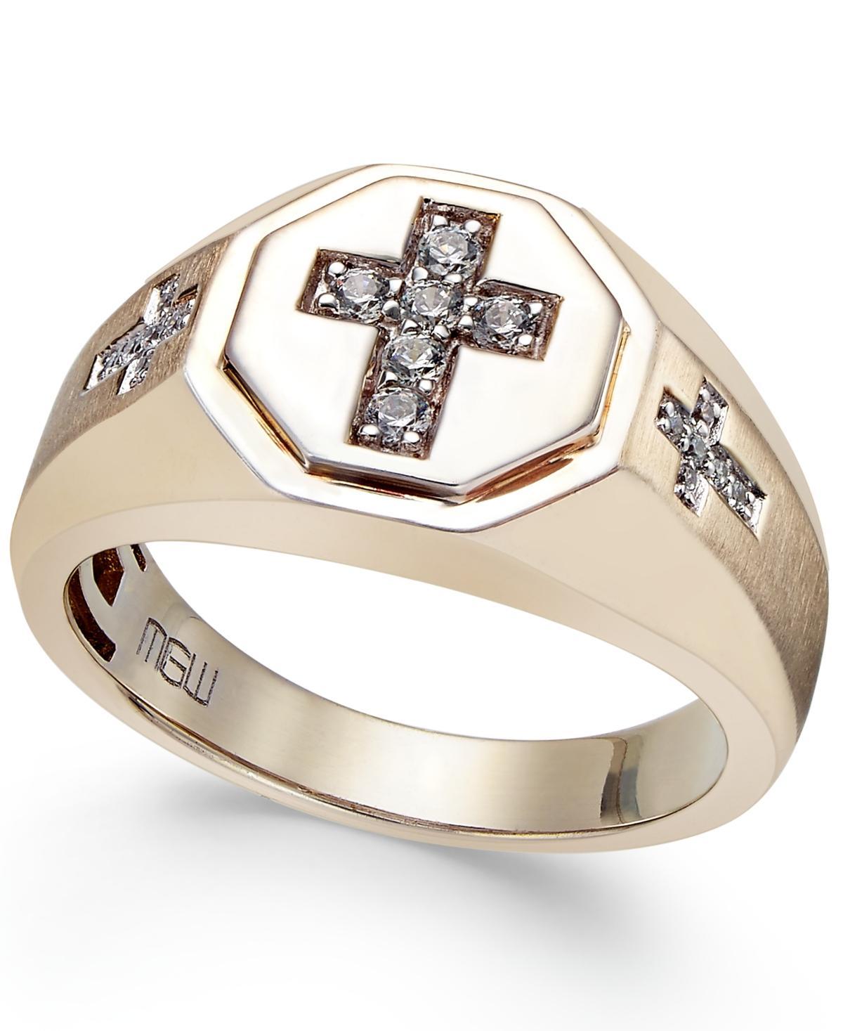 Mens Diamond Cross Ring (1/5 ct. t.w.) in 10k Gold Product Image