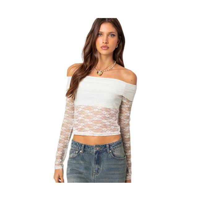 Womens Elysia fold over sheer lace top Product Image