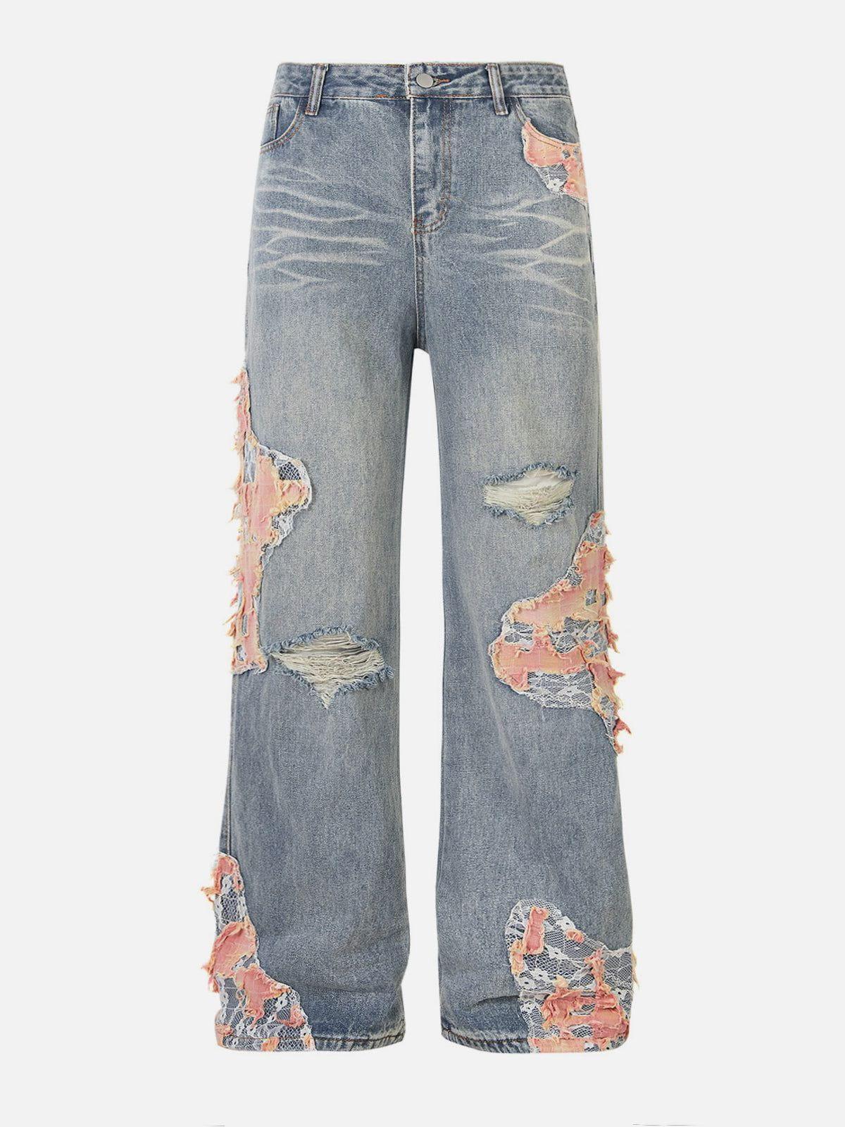 Aelfric Eden Distressed Lace Patchwork Jeans Product Image