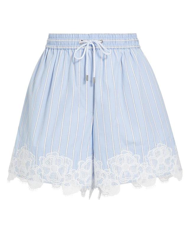 Womens Oxford Striped Cotton Shorts Product Image