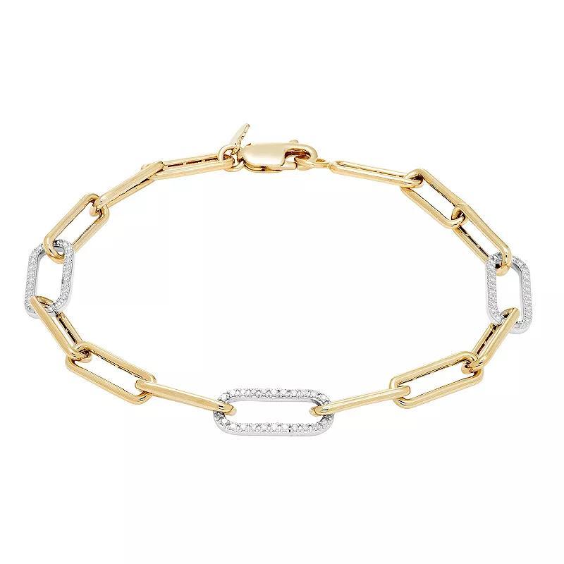 Boston Bay Diamonds 14k Gold Over Sterling Silver 1/10 Carat T.W. Diamond Chain Link Bracelet, Womens Gold Tone Product Image