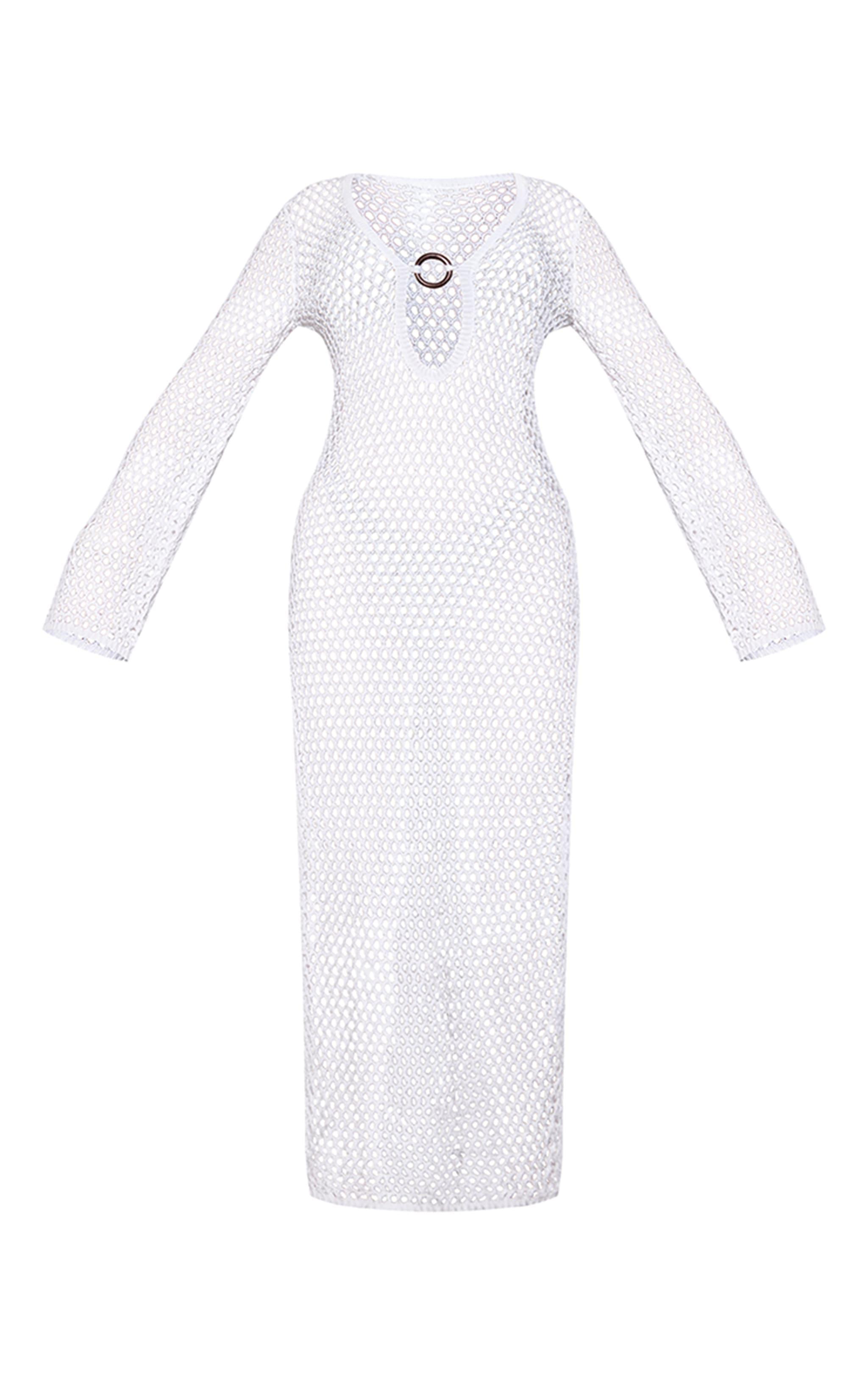 White Crochet O Ring Maxi Beach Dress Product Image