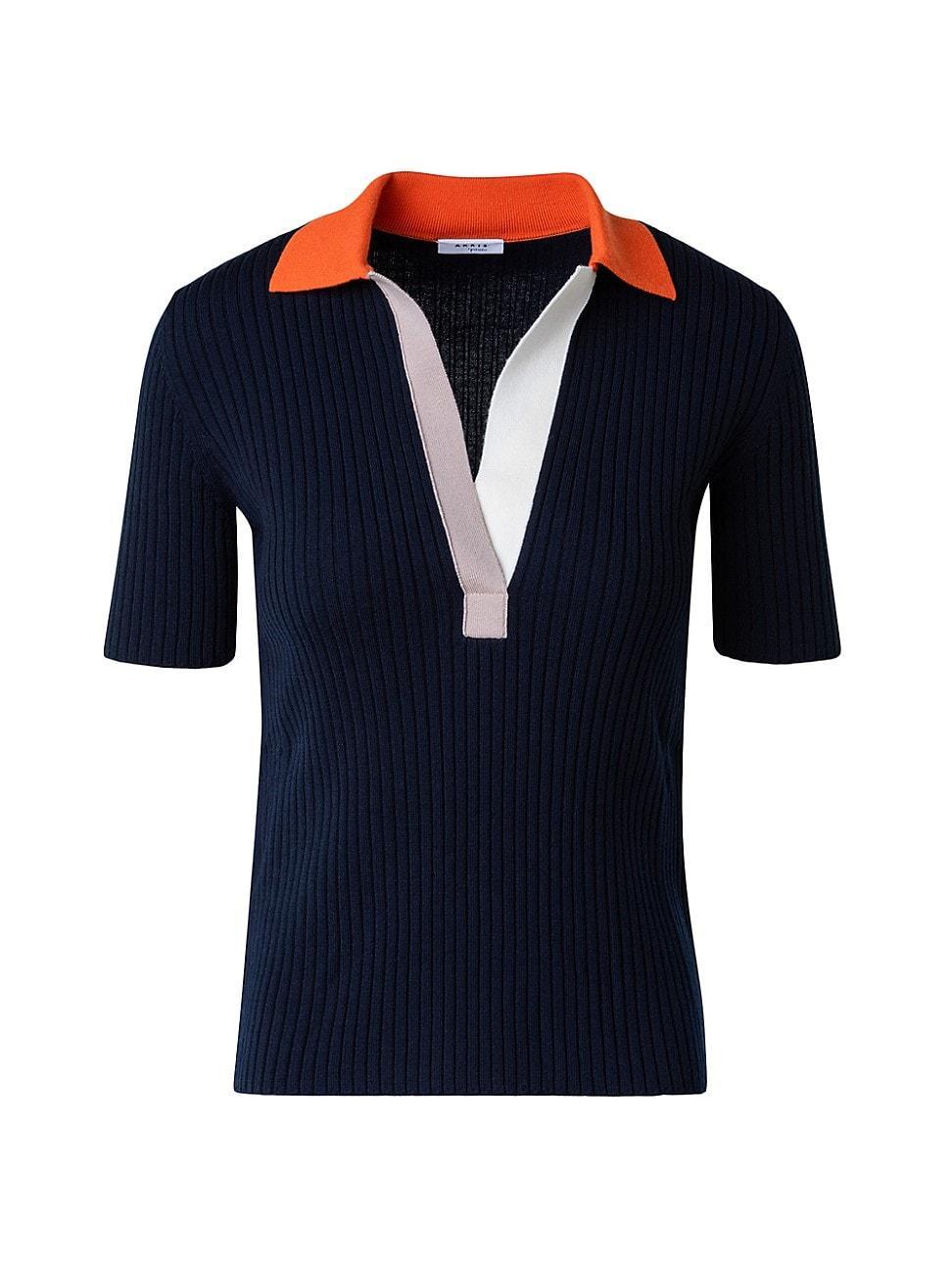 Womens Ribbed-Knit Wool Polo Product Image