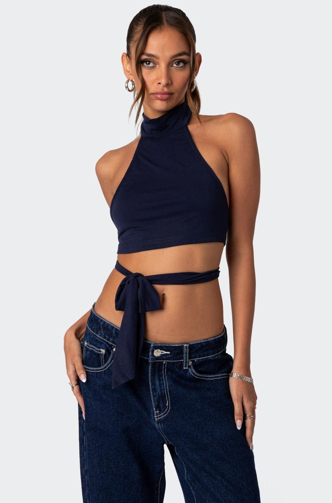 Hamlin Wrap Tie Crop Top Product Image