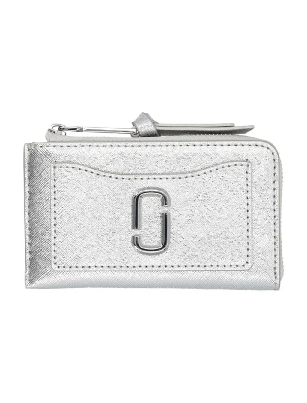 MARC JACOBS The Top Zip Wallet In Silver Product Image