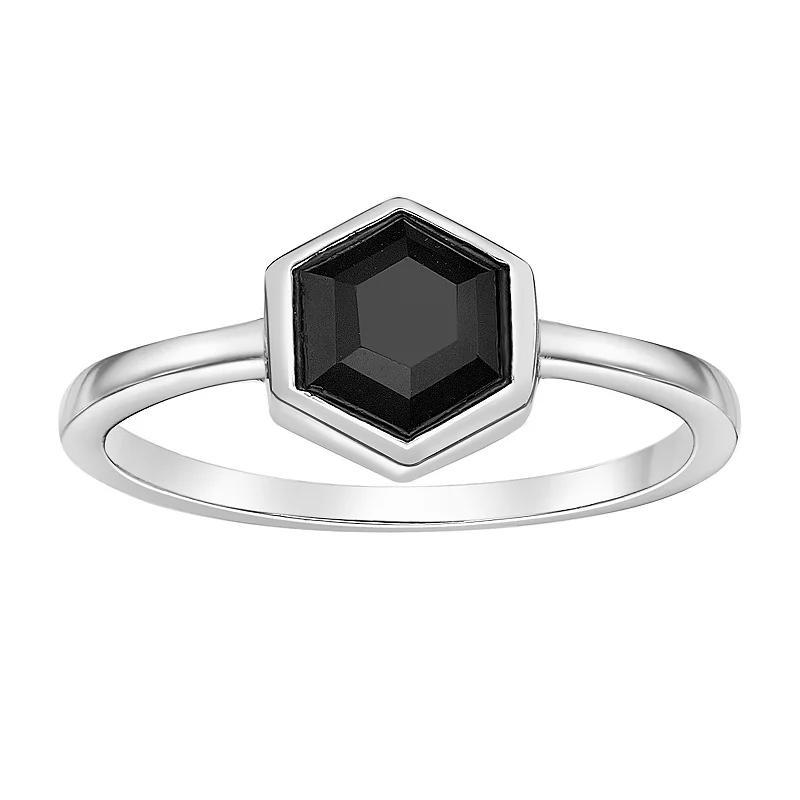 Gemminded Sterling Silver Black Onyx Hexagon Ring, Womens Product Image