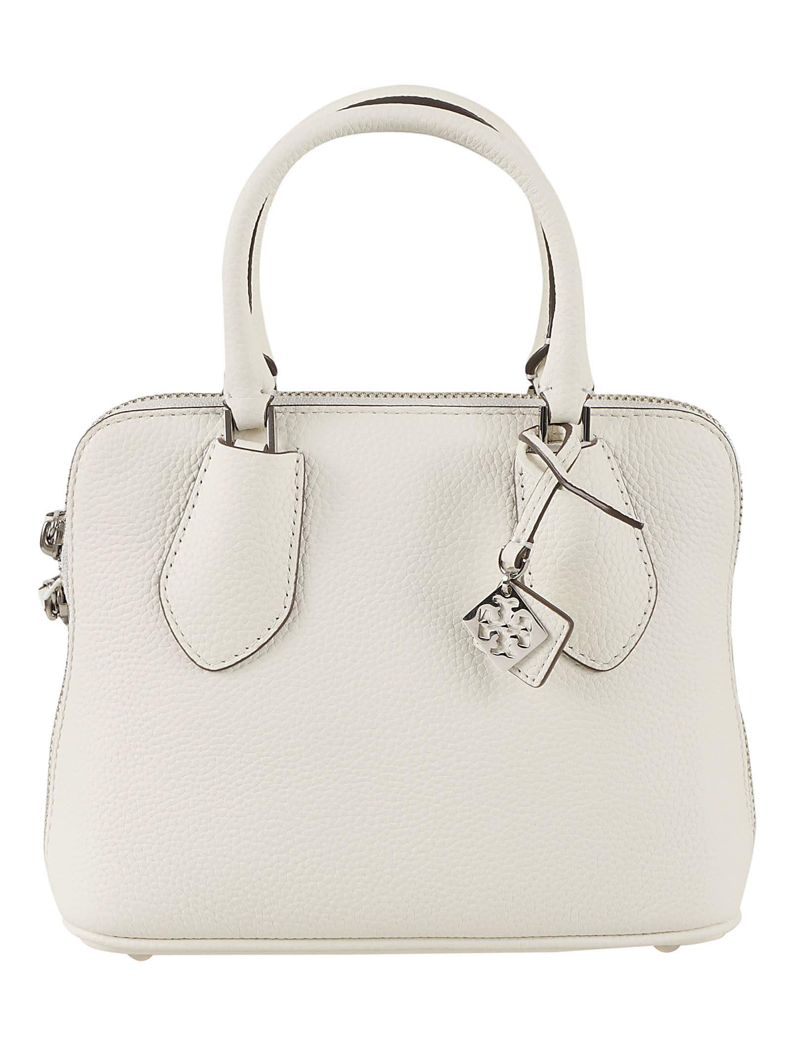 TORY BURCH Mini Pebbled Leather Swing Bag In Bianco Product Image