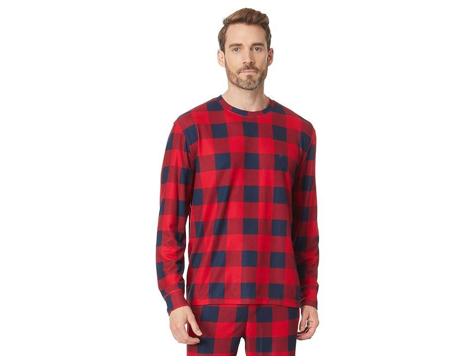 Nautica Waffle Buffalo Plaid Pajama Pants Set (Nautica ) Men's Pajama Sets Product Image