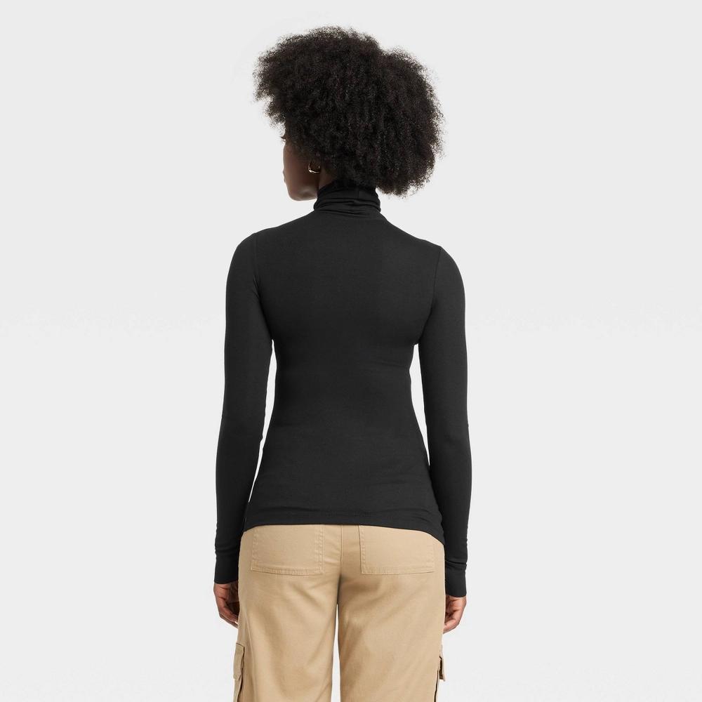 Women's Long Sleeve Featherweight Turtleneck - Universal Thread™ Black L Product Image