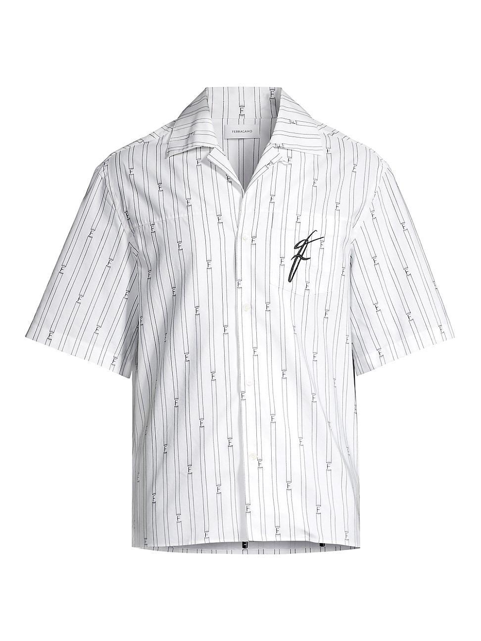 Mens Striped Logo Camp Shirt Product Image