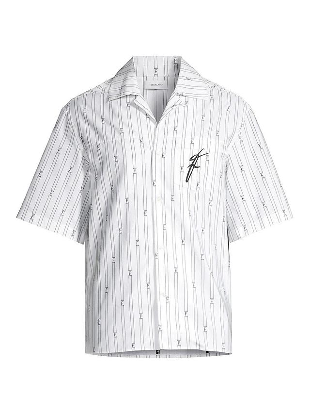 Mens Striped Logo Camp Shirt Product Image