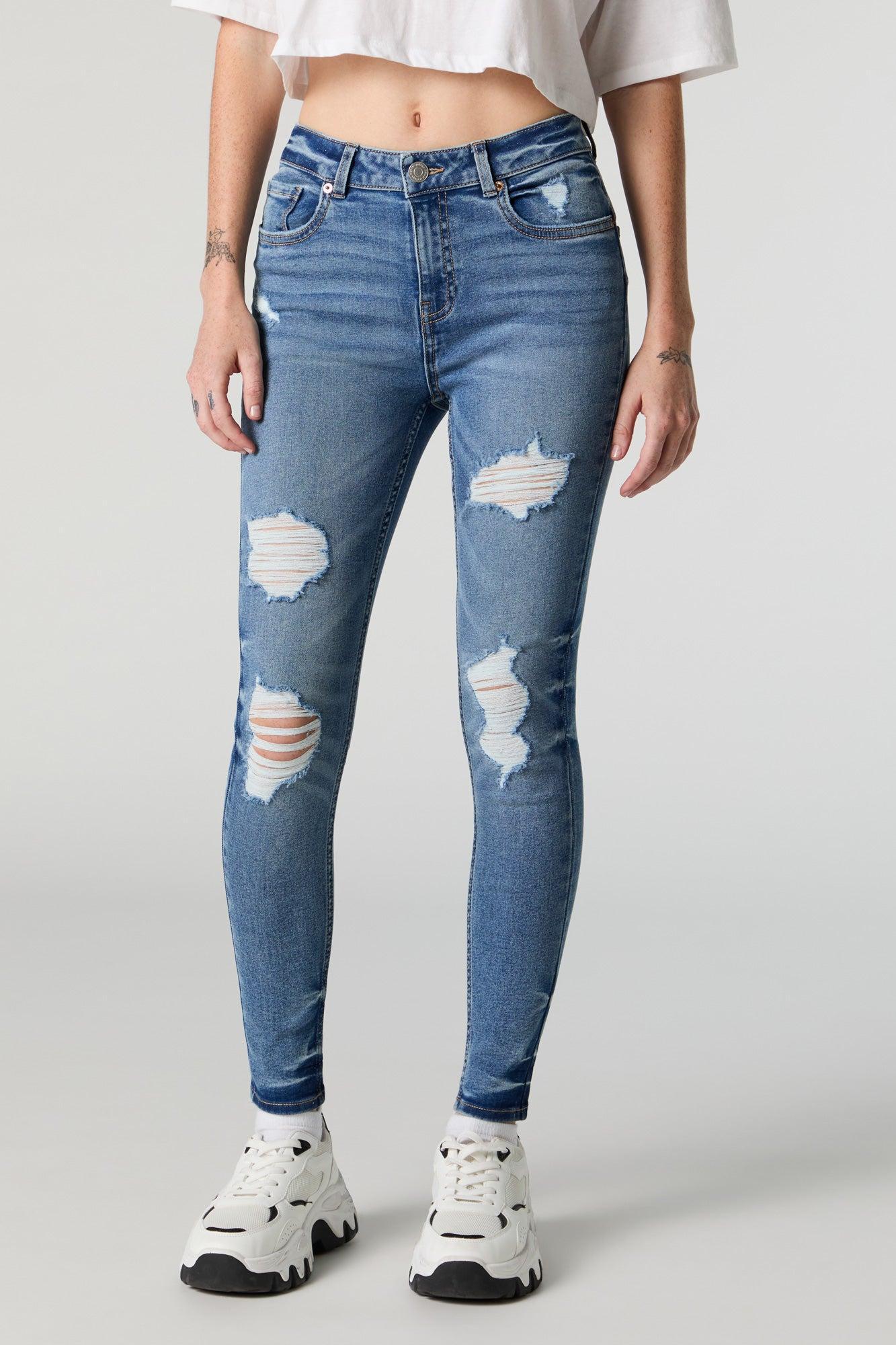 Rio Medium Wash Mid Rise Distressed Skinny Jean Female Product Image