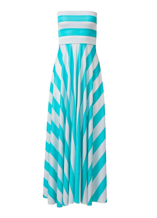 Maxi Beach Cover-Up Dress - AQUA & WHITE Product Image