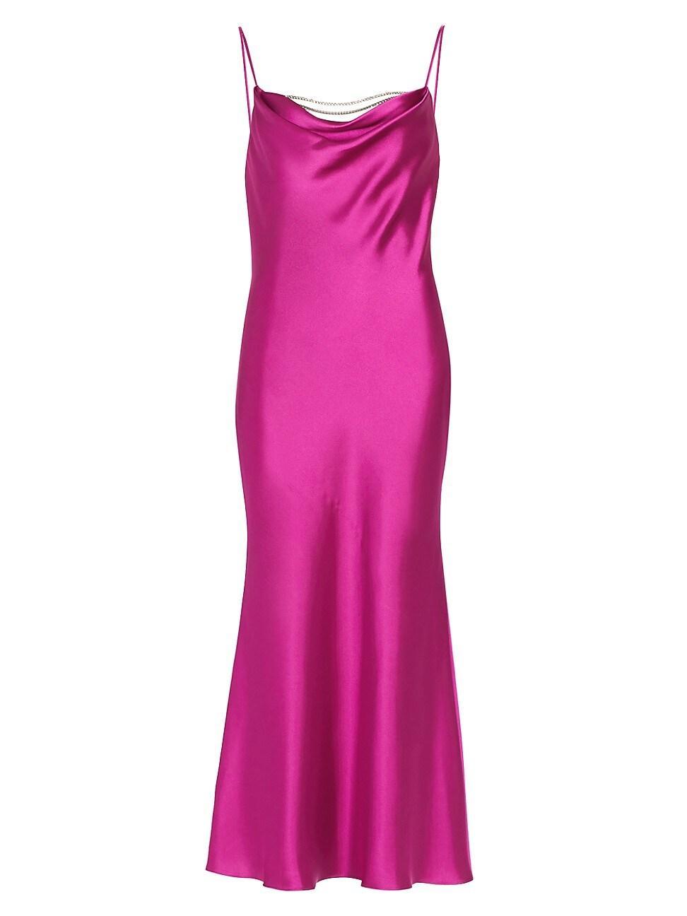 Womens Antione Crystal Satin Cowlneck Midi-Dress Product Image