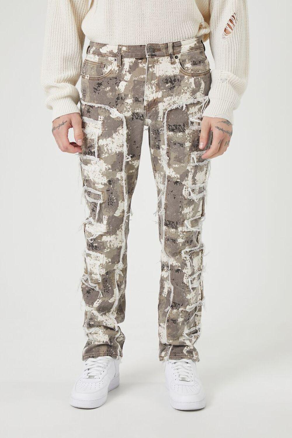 Distressed Camo Print Slim-Fit Jeans | Forever 21 Product Image