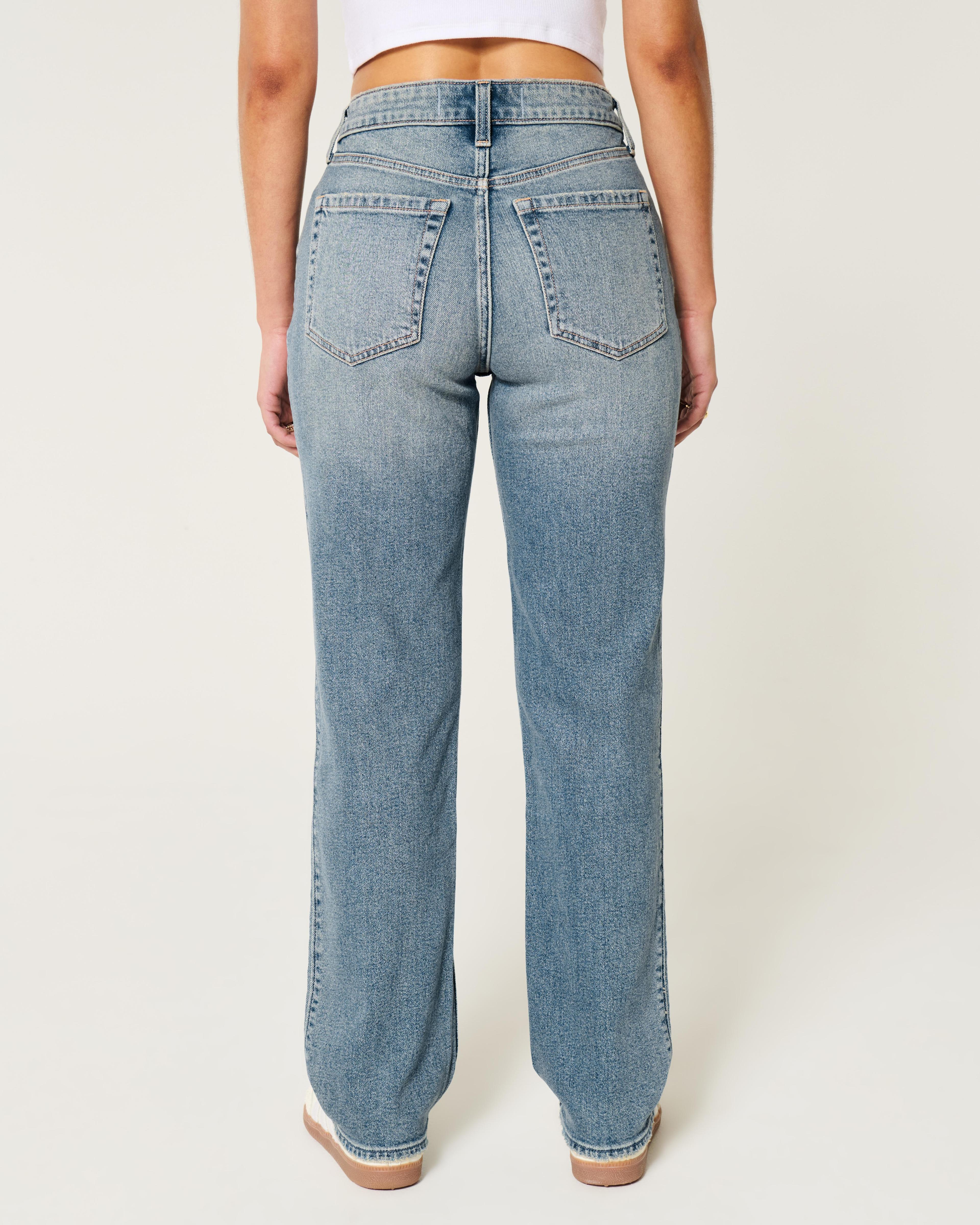 High-Rise Medium Wash Straight Jeans Product Image