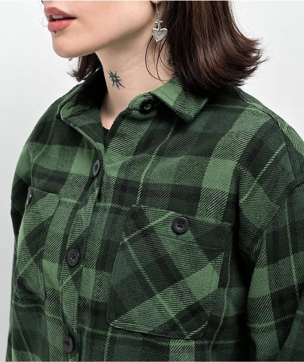 Empyre Akrin Green Plaid Flannel Shirt Product Image