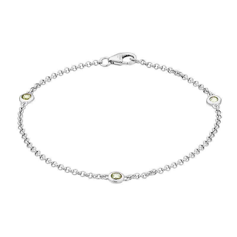 Gemminded Silver Gemstone Stationed Bracelet, Womens Peridot Product Image