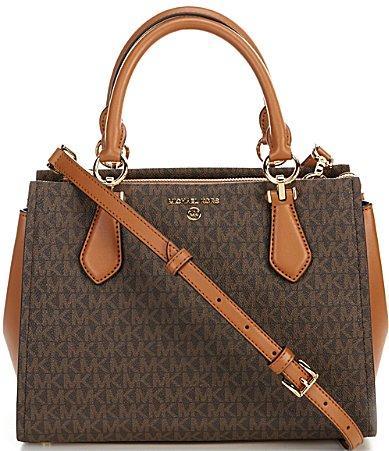 MICHAEL Michael Kors Marilyn Medium Satchel (Vanilla/Acorn) Handbags Product Image