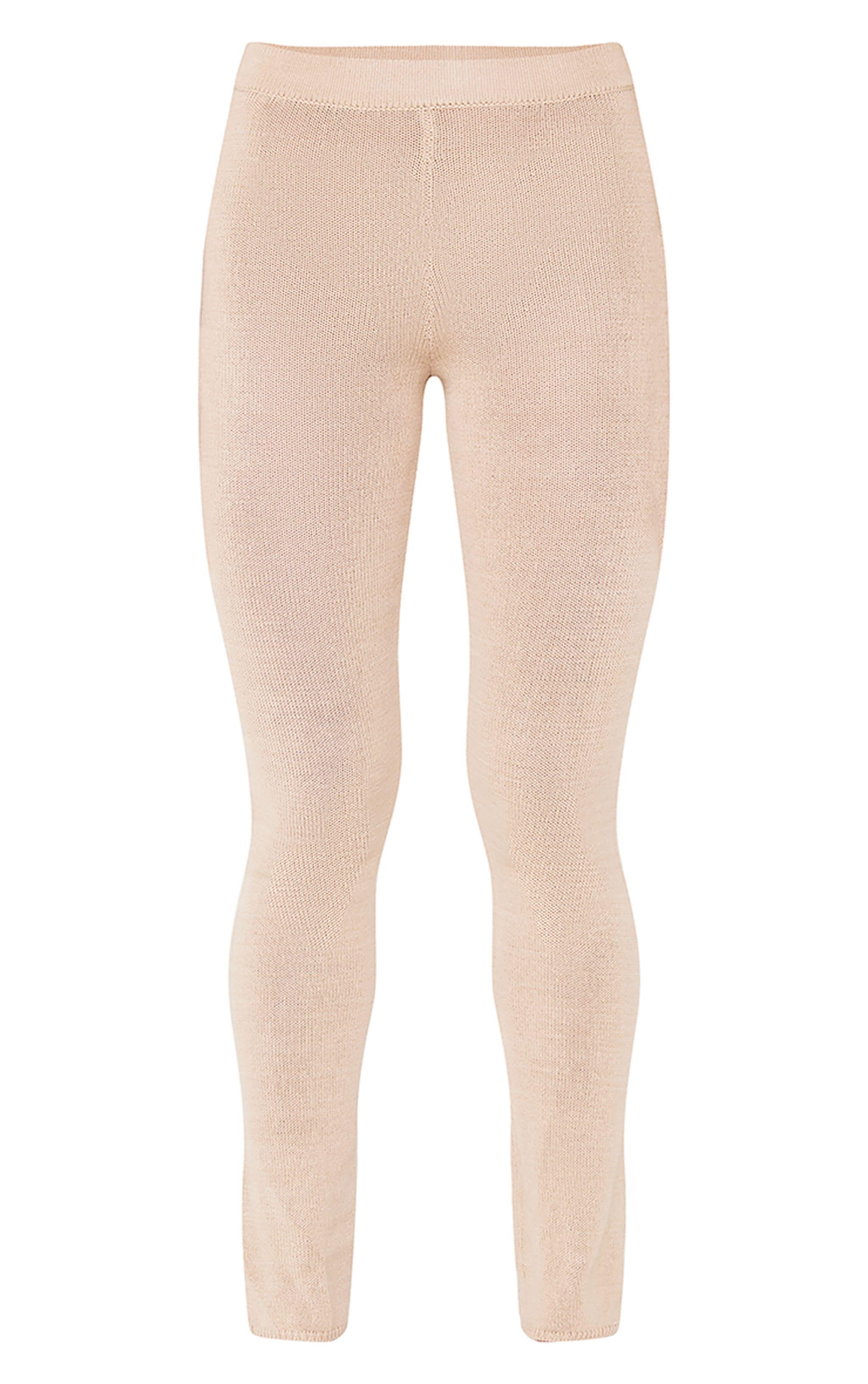 Mocha Textured Knit Lace Up Detail Legging Product Image