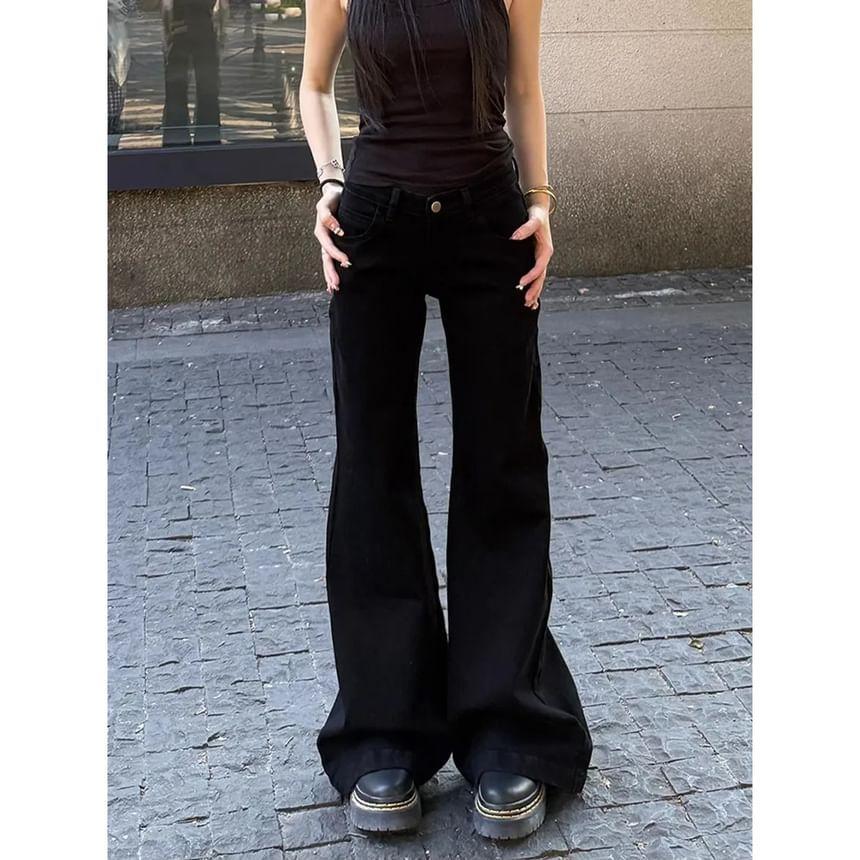 Low Rise Washed Wide Leg Jeans Product Image