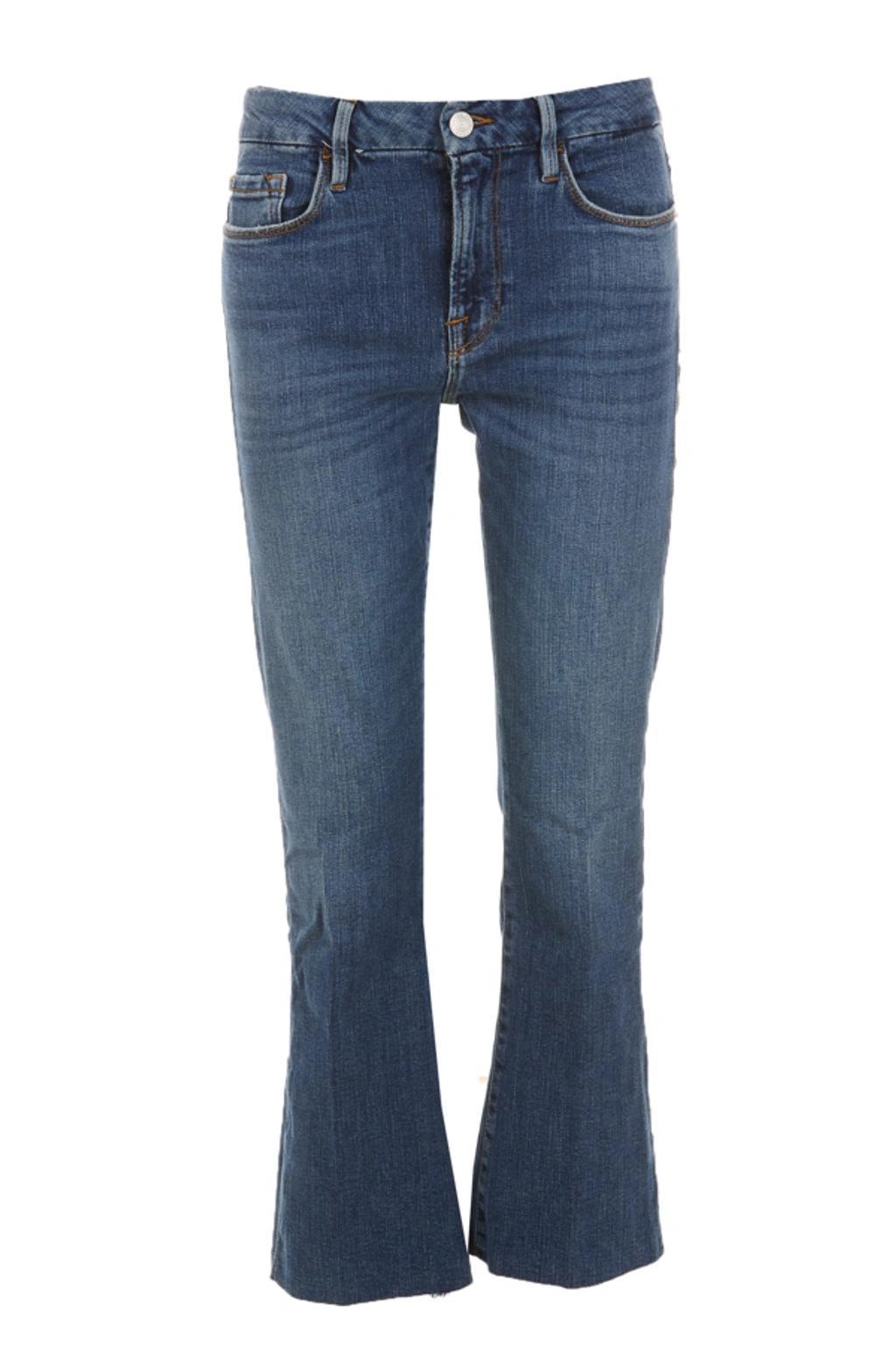 Woman Le Crop Mini Boot Jeans In Dark Blue Denim In Majesty Product Image