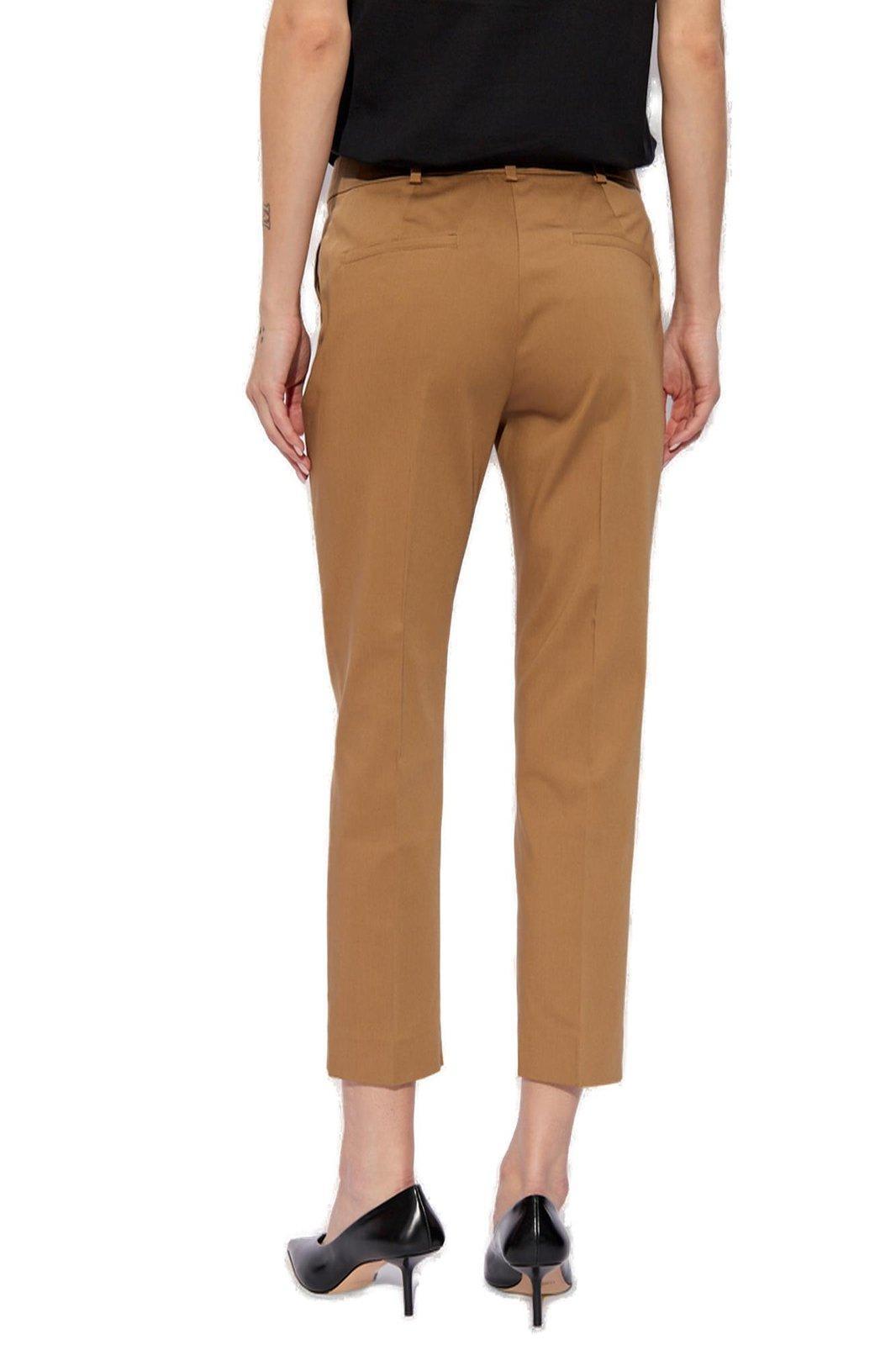 Tapered Cropped Trousers In Brown Product Image