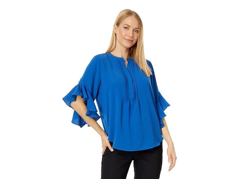 Vince Camuto Ruffle Sleeve Split Neck Blouse Product Image