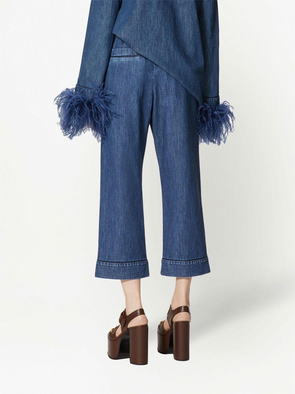 Drawstring Straight-leg Cropped Trousers In 558 Medium Blue Deni Product Image