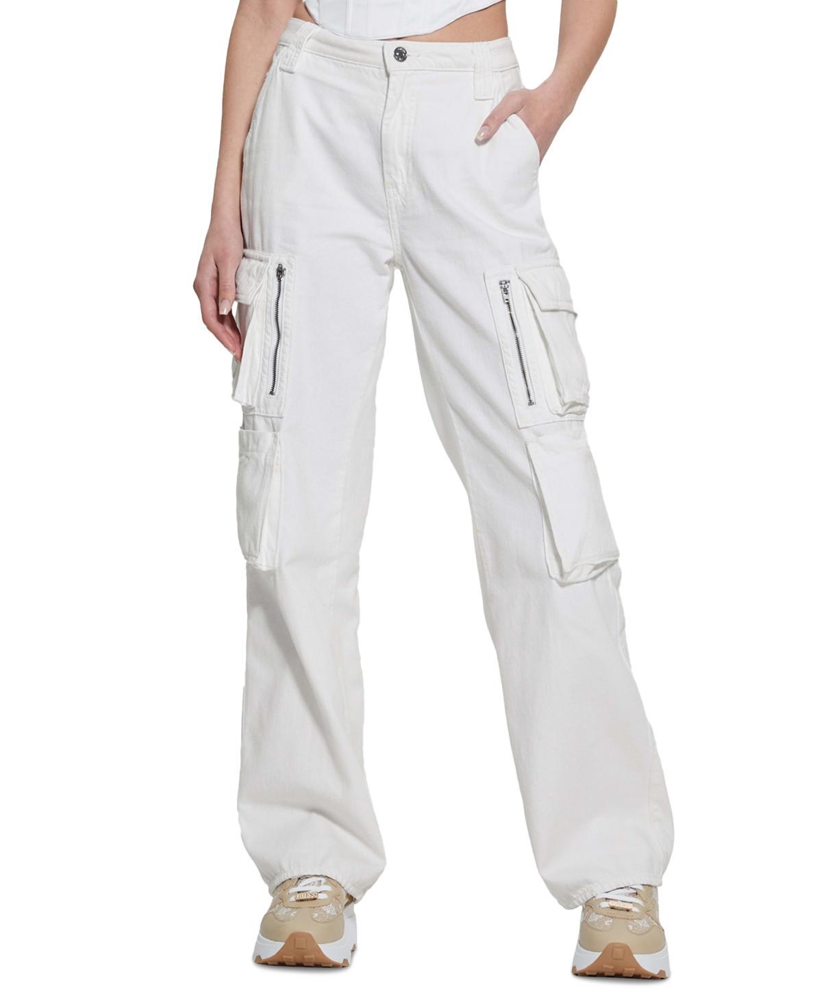 Guess Womens Kori High Rise Wide Leg Cotton Cargo Jeans Product Image