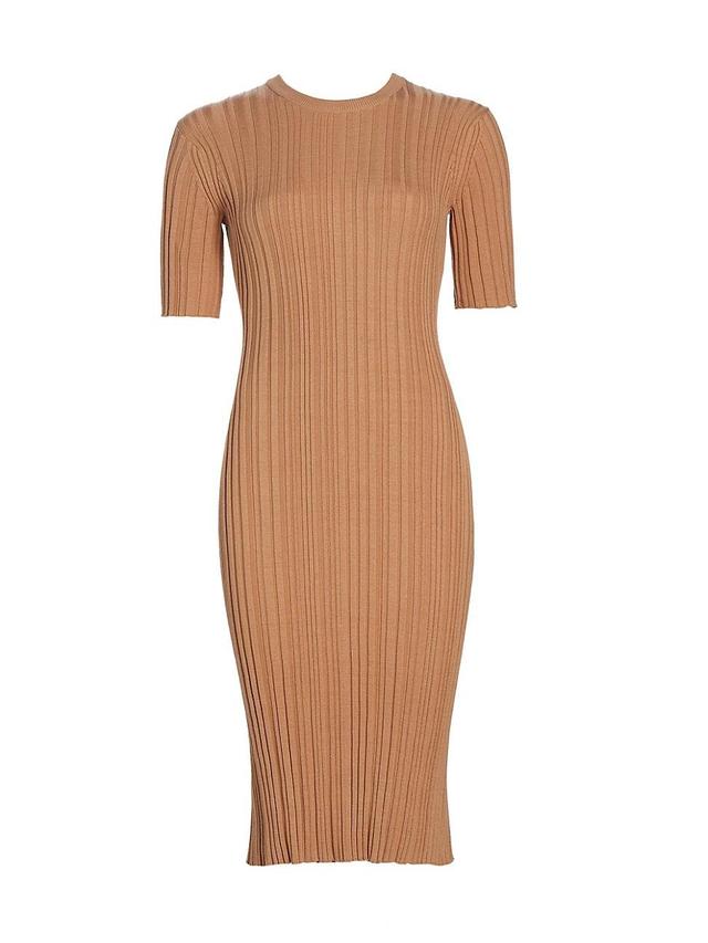 Womens Silk-Blend Rib-Knit Midi-Dress Product Image