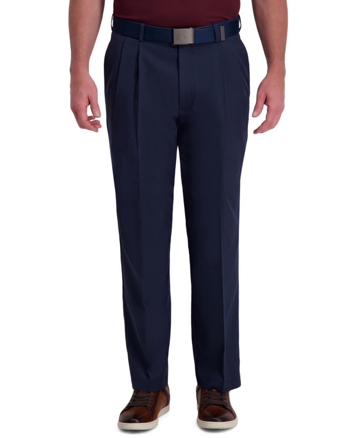 Mens Haggar Cool Right Performance Flex Classic-Fit Pleated Pants Product Image