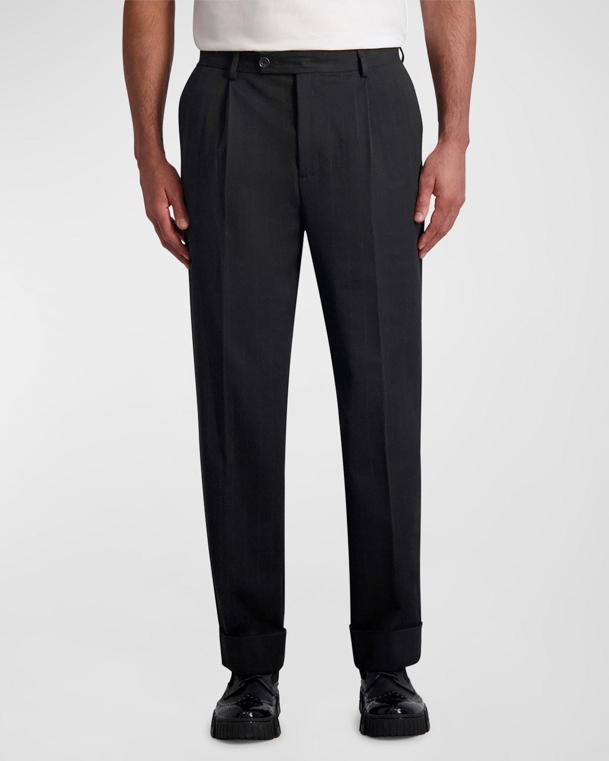 Mens Straight-Leg Pleated Pants Product Image