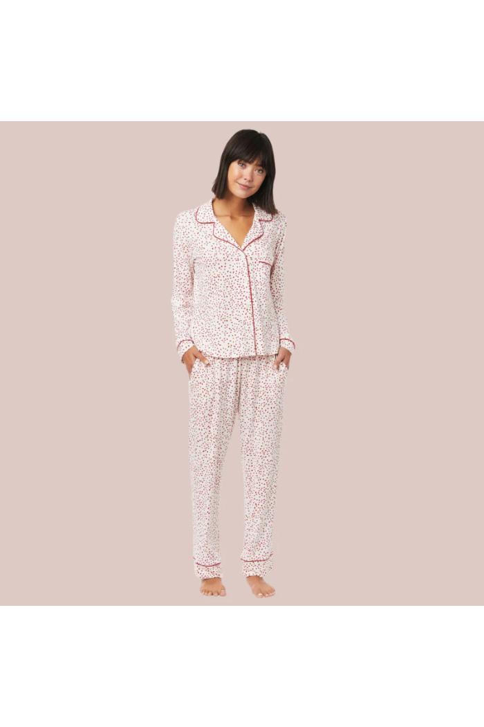 Confetti Dot Pima Knit Long-Sleeved Pajama - Red Product Image