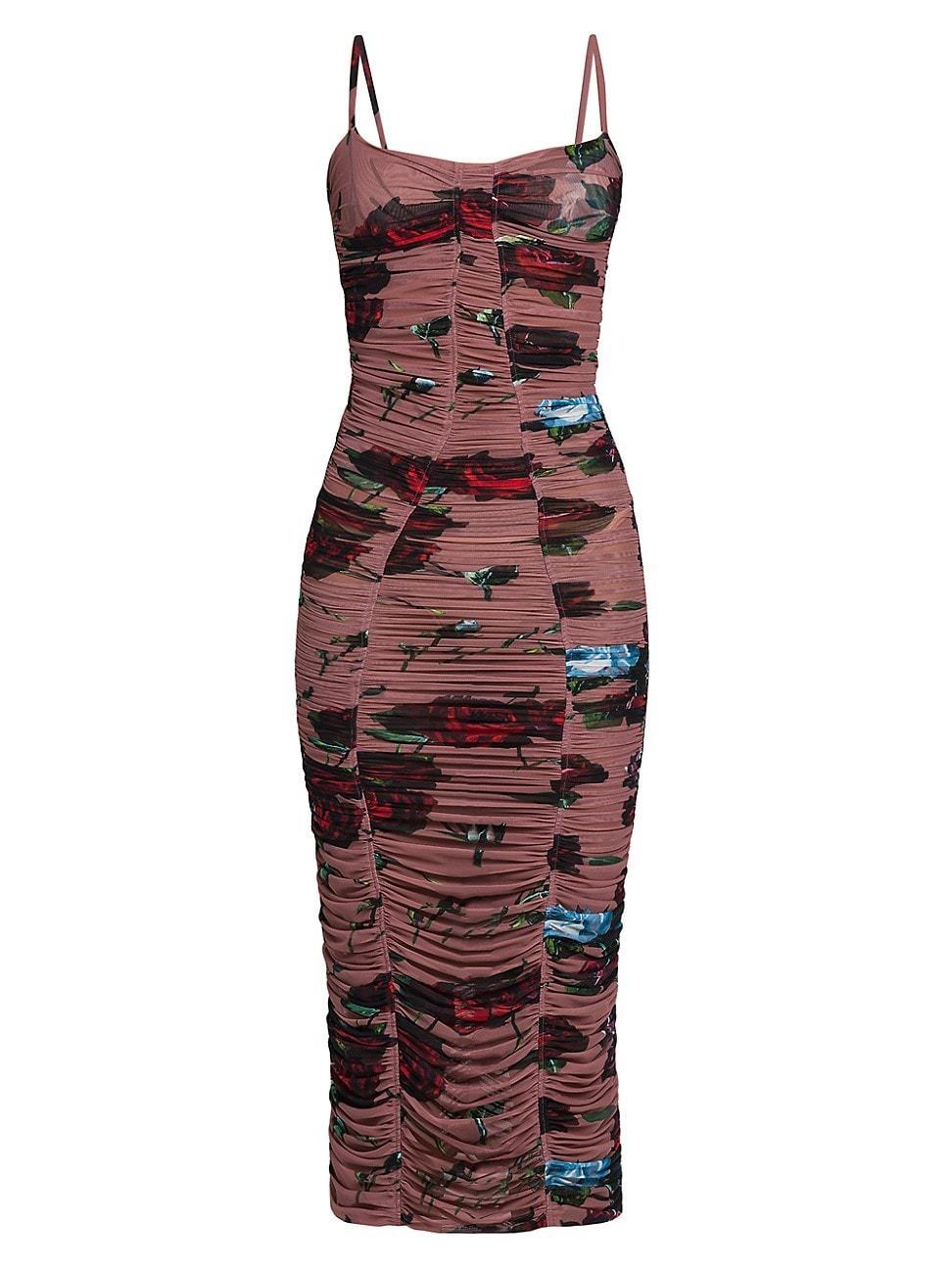 Womens Floral Ruched Tube Midi-Dress Product Image