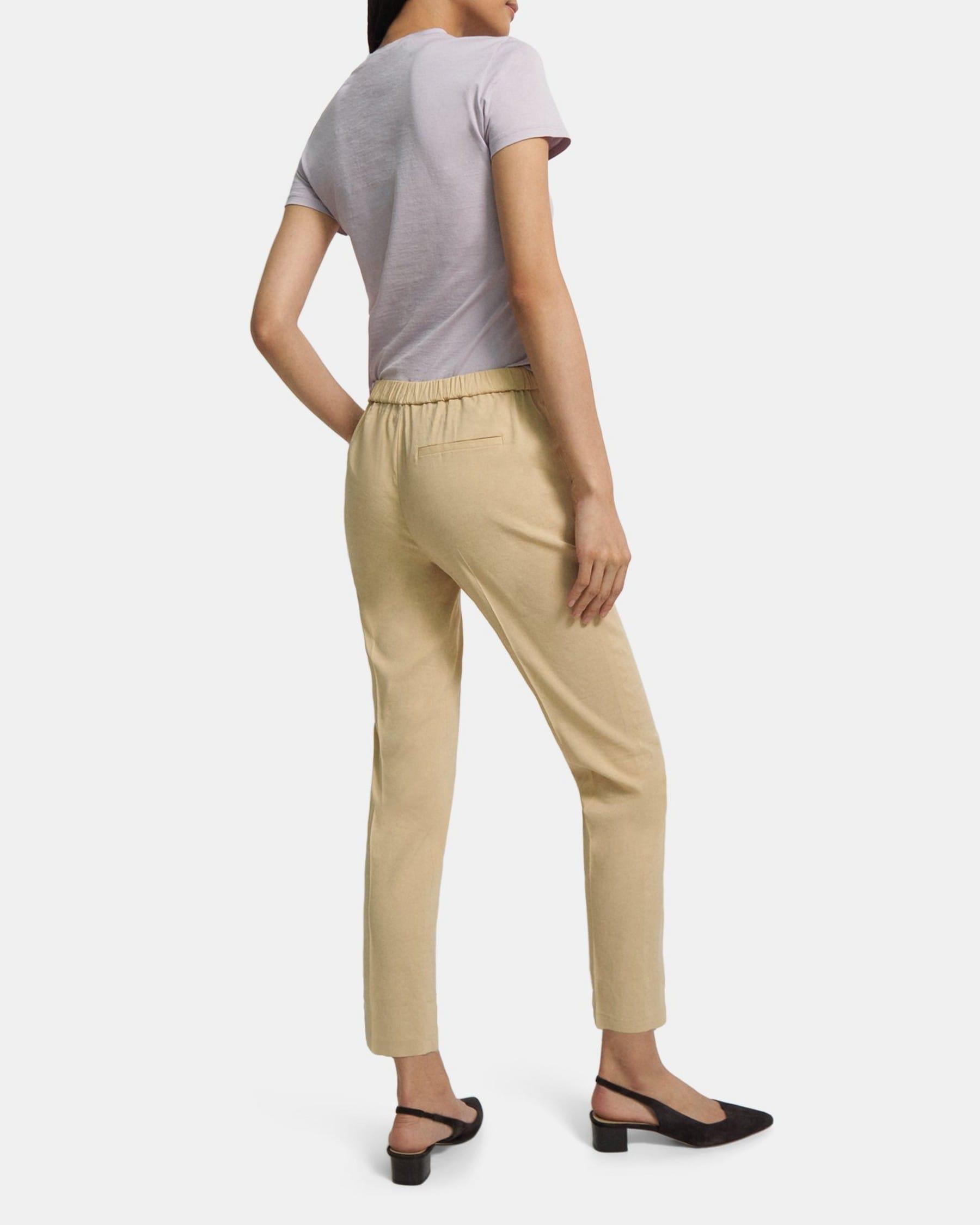 Slim Cropped Pull-On Pant in Stretch Linen Product Image