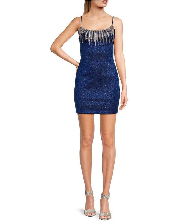 B. Darlin Glitter Rhinestone Fringe Bodycon Dress Product Image