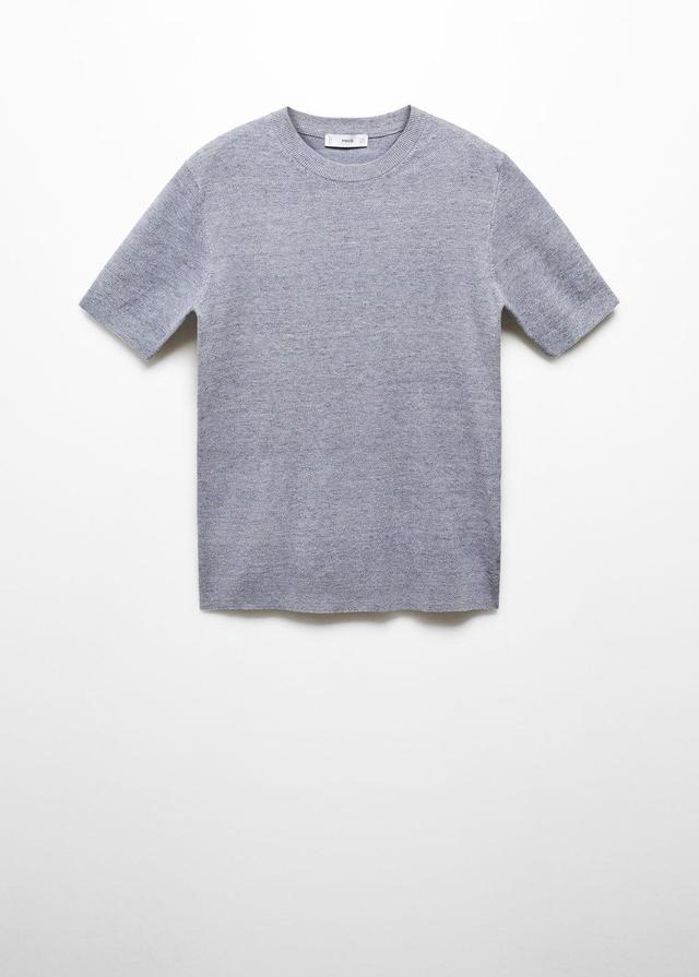 MANGO MAN - Structured cotton knit t-shirt indigo blueMen Product Image