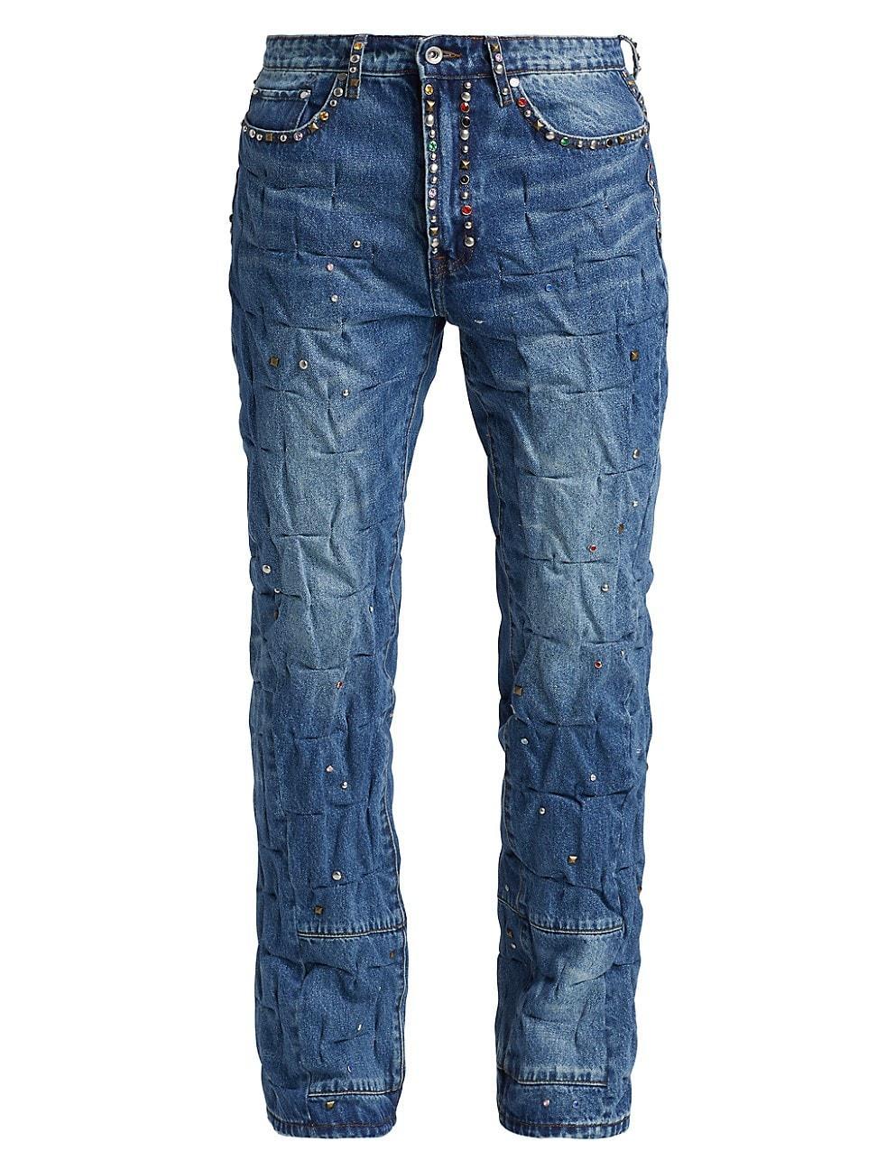 Mens Stud-Embellished Cinched Jeans Product Image