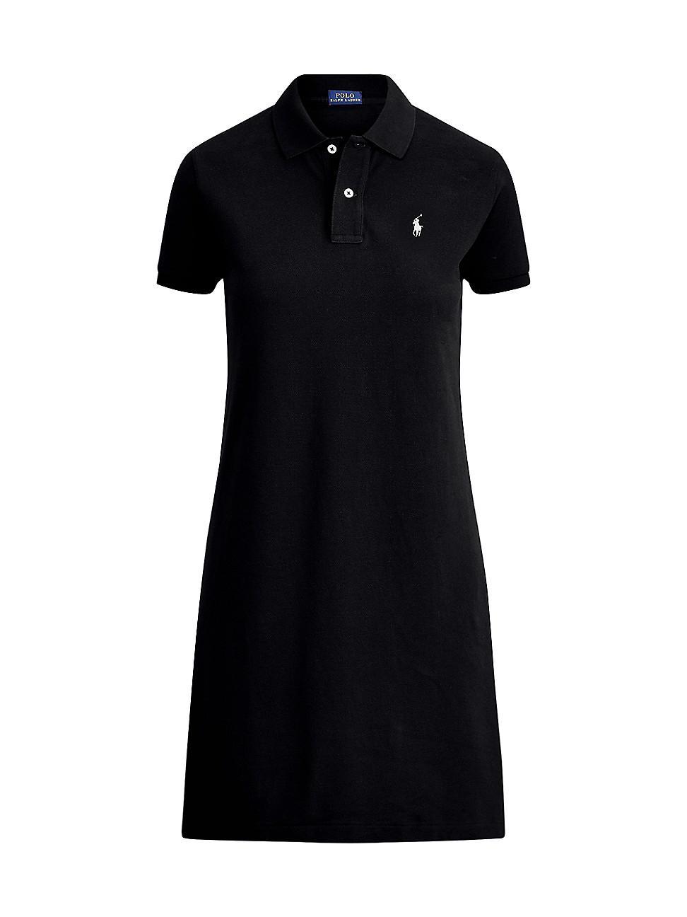 Womens Cotton Mesh Short-Sleeve Polo Dress Product Image