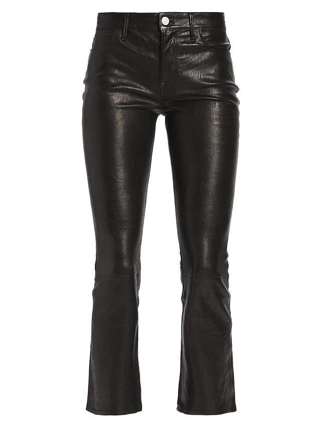 Womens Le Crop Leather Mini Boot-Cut Pants Product Image