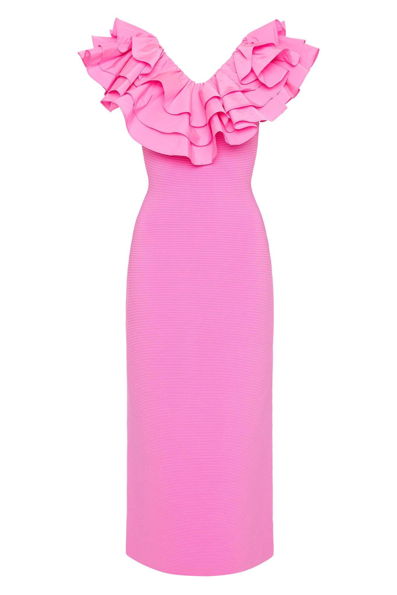 Transcendent Ruffle Midi Dress Female Product Image