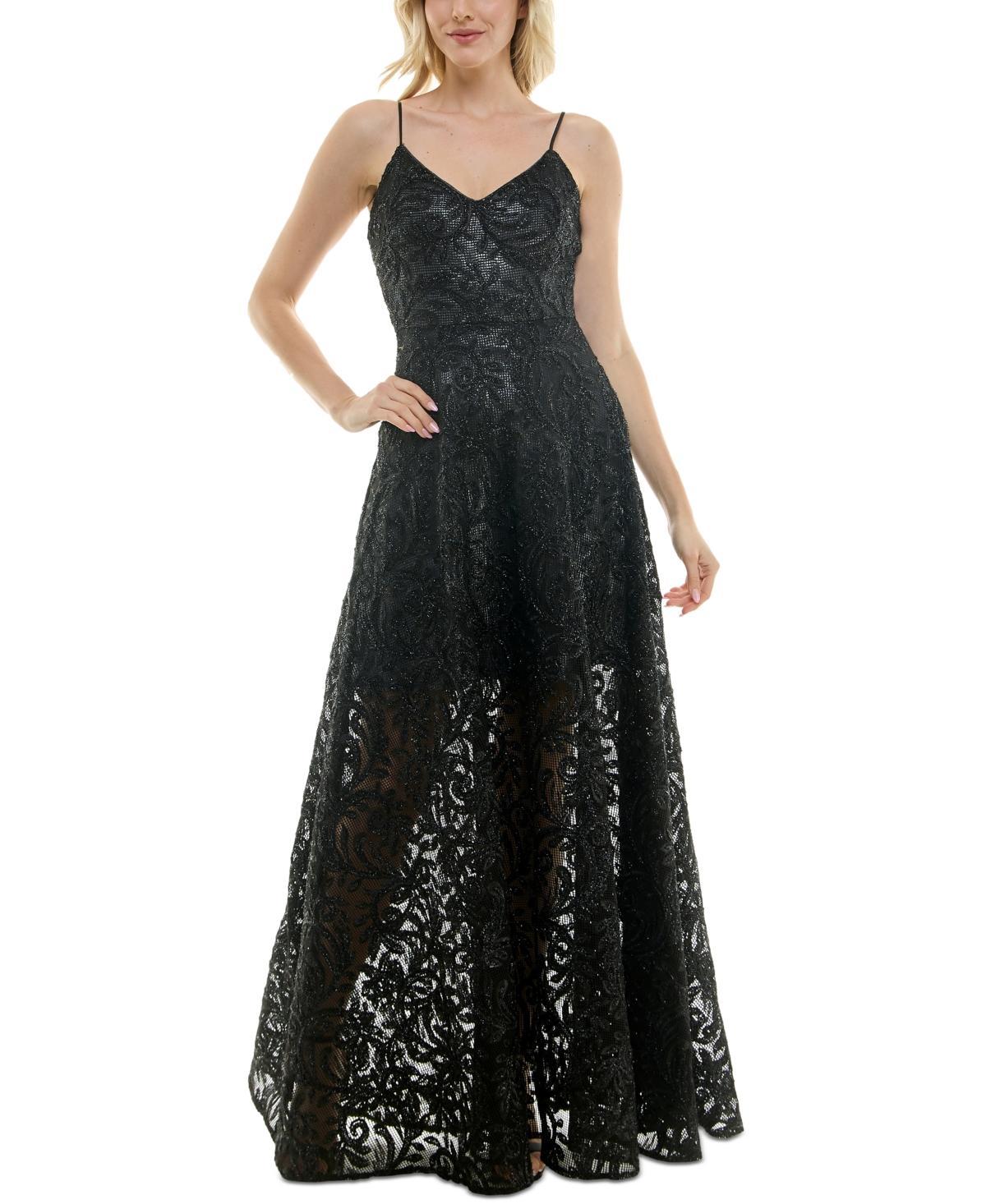 Taylor Womens V-Neck Sleeveless Embellished Lace Gown Product Image