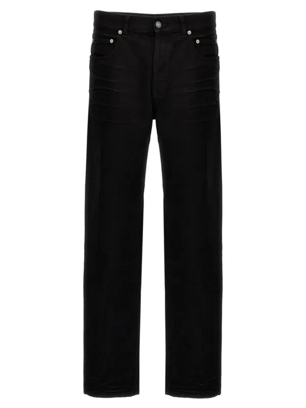 Crinkled Effect Jeans In Black Product Image