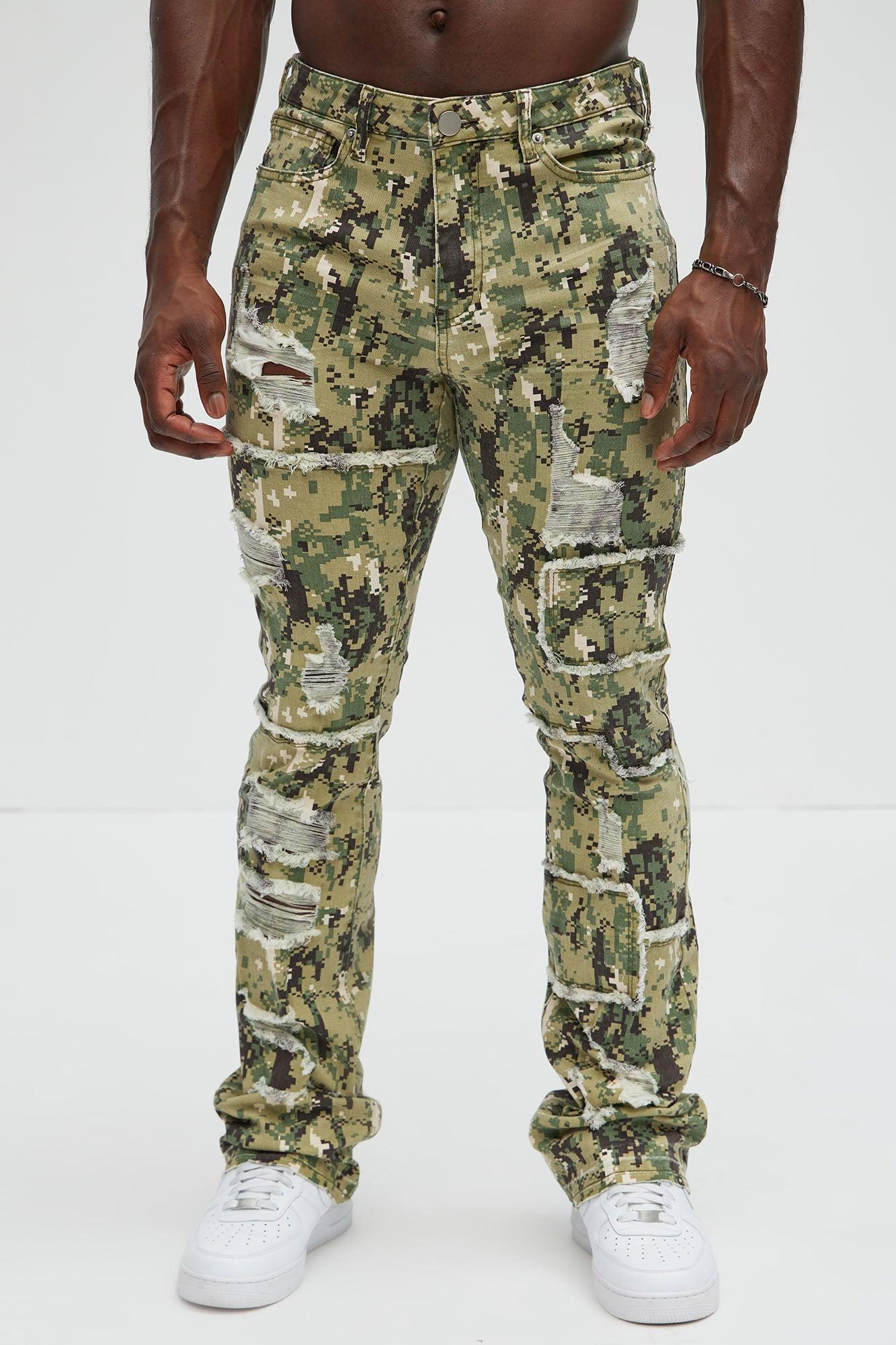 Manchester Stacked Skinny Flare Pants - Camouflage Product Image