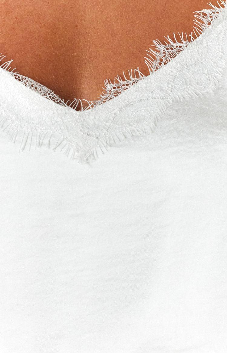 Tully White Lace Satin Top Product Image