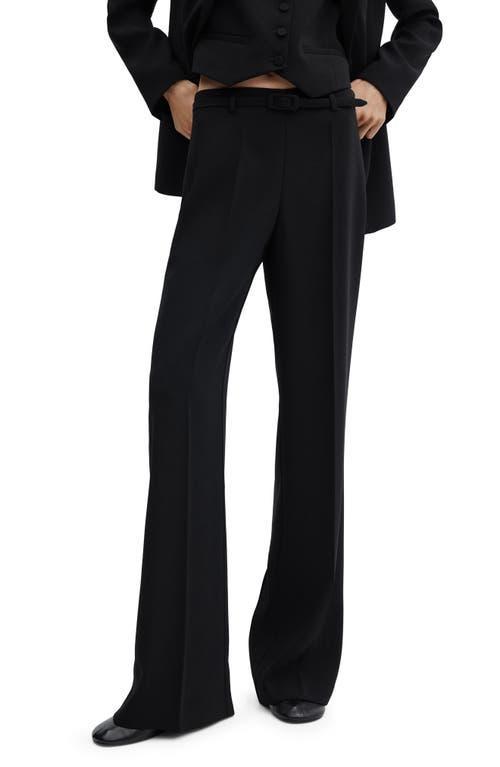 MANGO - Wideleg pants with belt blackWomen Product Image