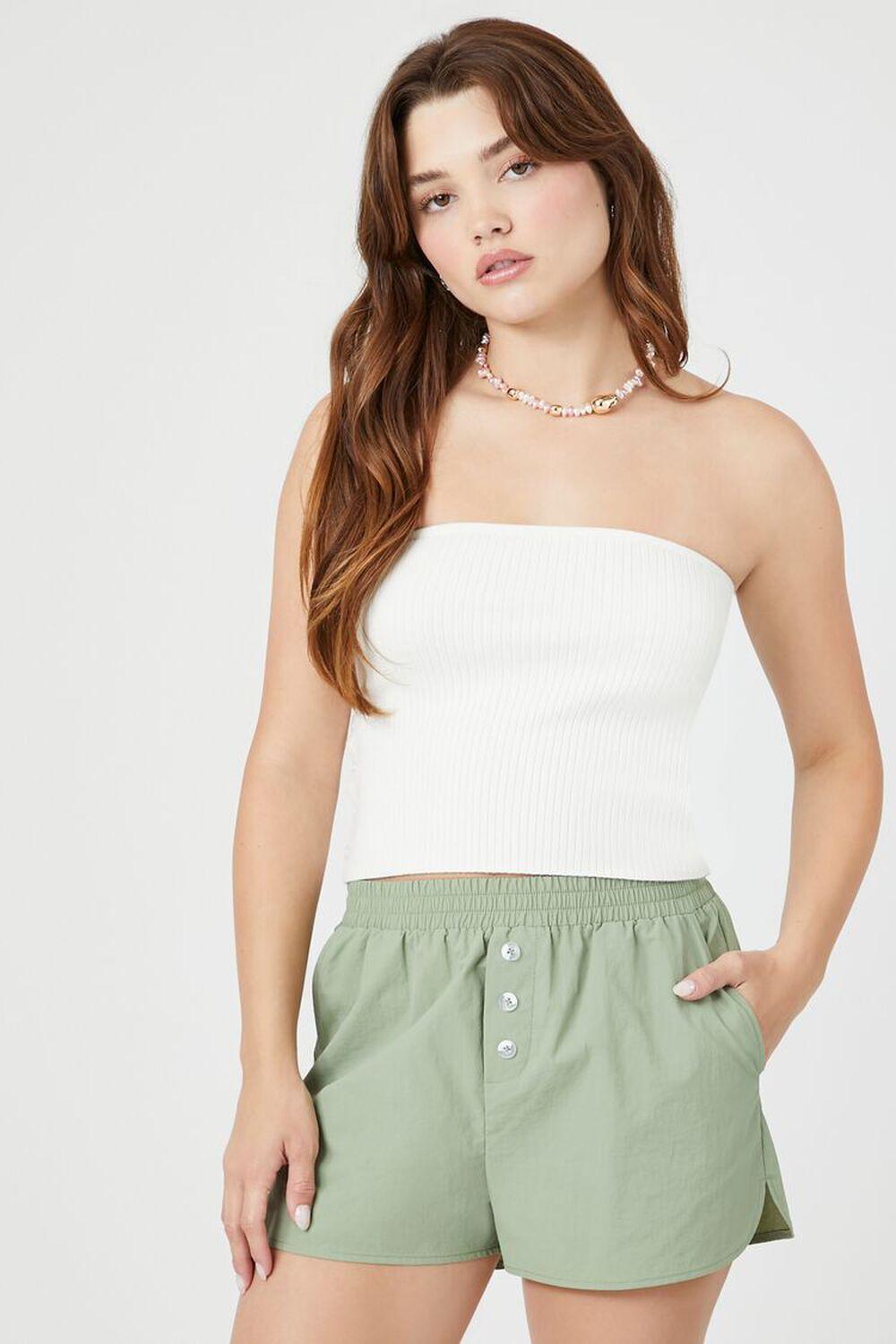 Button-Front Dolphin-Hem Shorts | Forever 21 Product Image