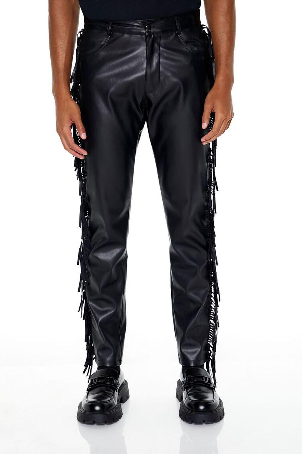 Fringe Faux Leather Slim-Fit Pants | Forever 21 Product Image