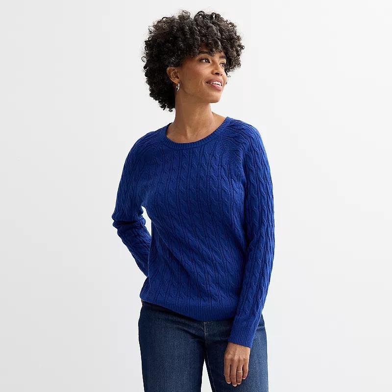 Womens Croft & Barrow The Extra Soft Cabled Crew Neck Sweater Product Image